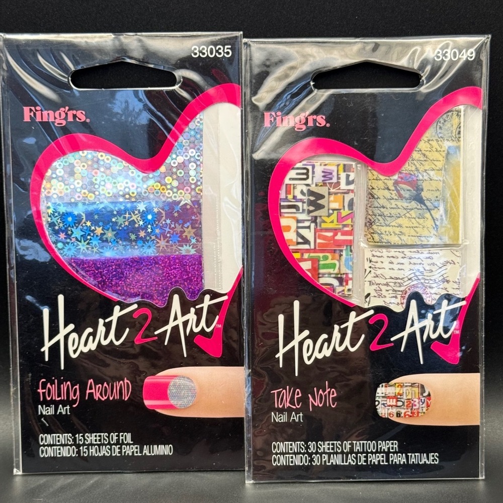 Fingrs Heart 2 Art Nail Art Foil Transfer Stickers and‎ Tattoo Paper Lot